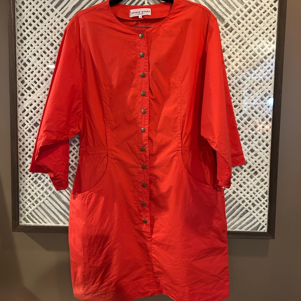 Apiece Apart Red Snap Button Dress